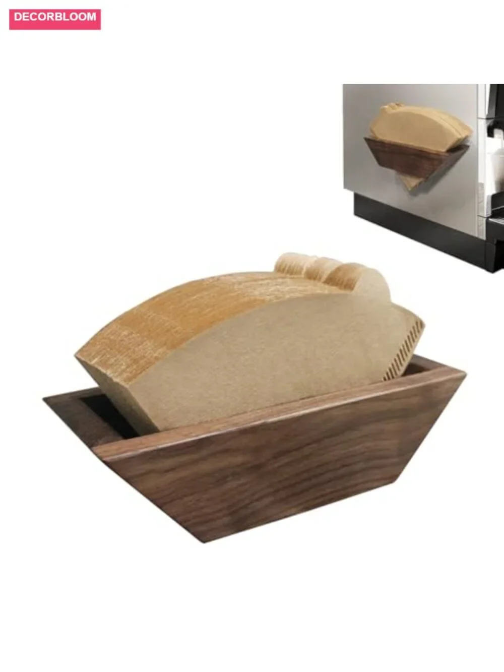 Walnut Magnetic Coffee Filter Holder for V60 Cone Filters, Holds 100